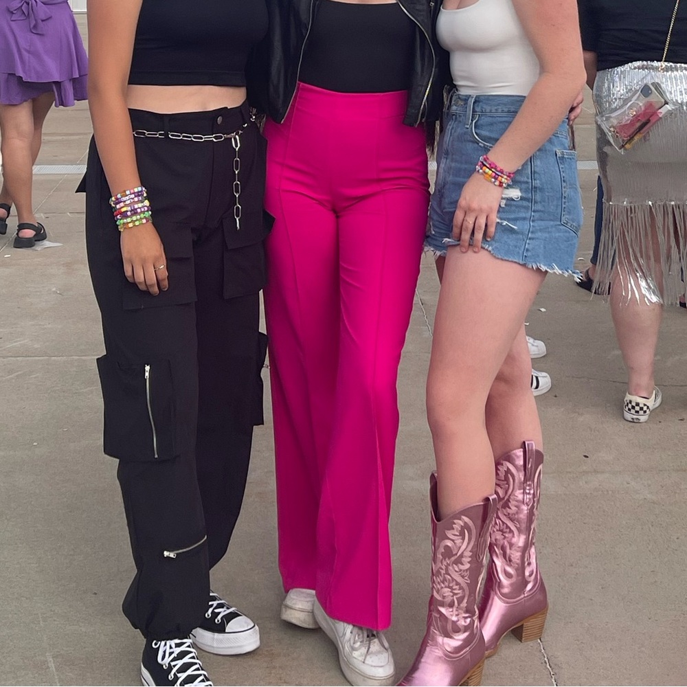 Zara Hot Pink Trousers- Long Flowy Pants..